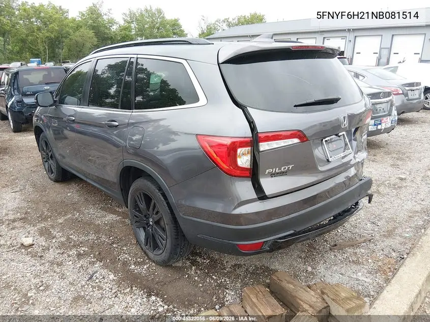 2022 Honda Pilot Awd Special Edition VIN: 5FNYF6H21NB081514 Lot: 45322056