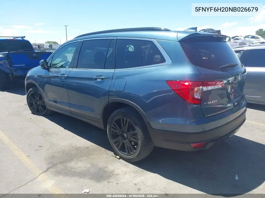 2022 Honda Pilot Awd Special Edition VIN: 5FNYF6H20NB026679 Lot: 45560044
