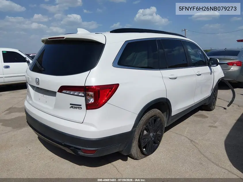 2022 Honda Pilot Awd Special Edition VIN: 5FNYF6H26NB079273 Lot: 45651403