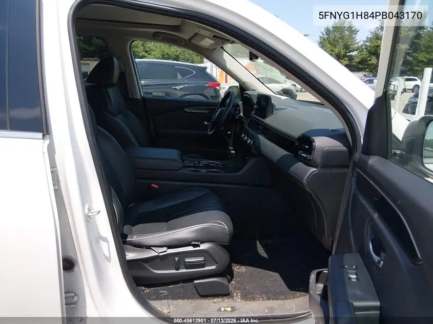 2023 Honda Pilot Awd Elite VIN: 5FNYG1H84PB043170 Lot: 45612901