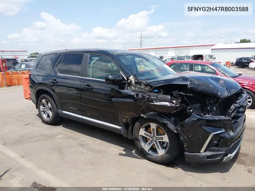2024 Honda Pilot Ex-L VIN: 5FNYG2H47RB003588 Lot: 45585242
