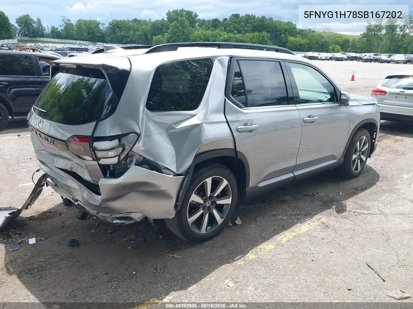 2025 Honda Pilot Touring VIN: 5FNYG1H78SB167202 Lot: 45392956