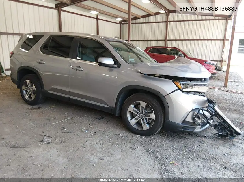 2025 Honda Pilot Ex-L VIN: 5FNYG1H48SB135887 Lot: 45537250