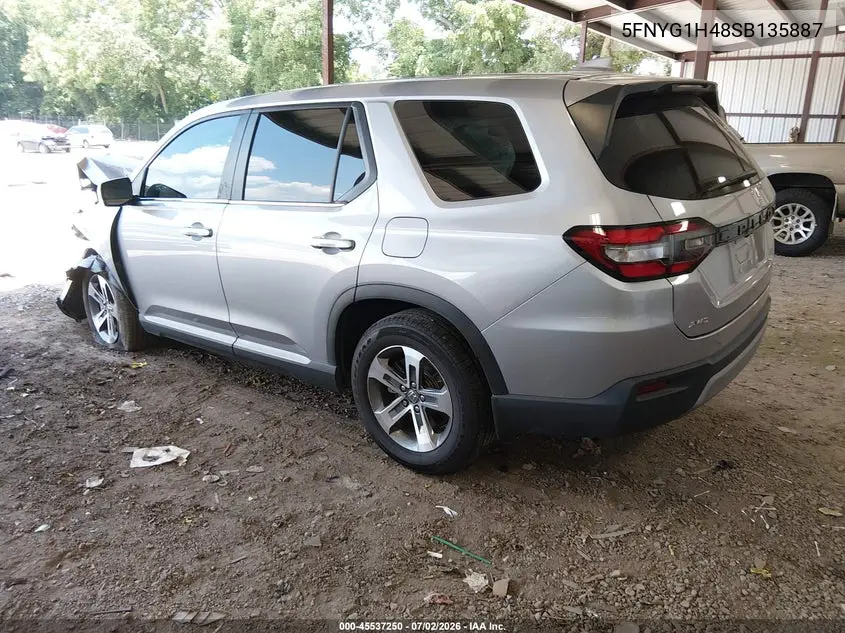 2025 Honda Pilot Ex-L VIN: 5FNYG1H48SB135887 Lot: 45537250