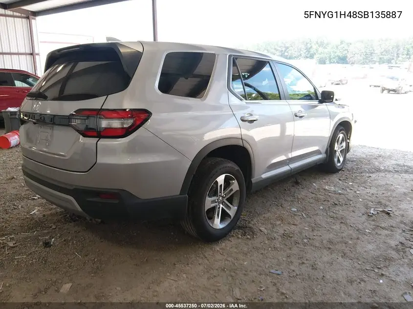 2025 Honda Pilot Ex-L VIN: 5FNYG1H48SB135887 Lot: 45537250