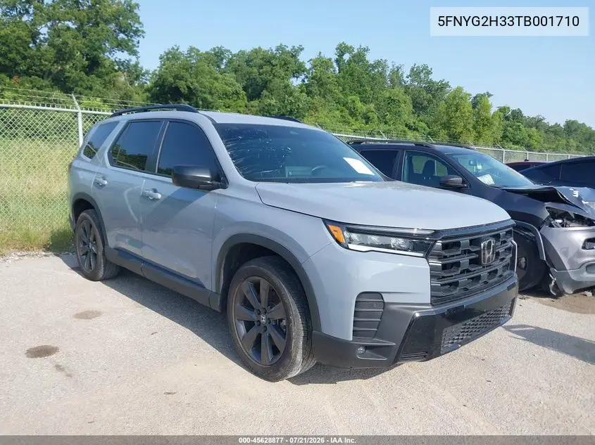 2026 Honda Pilot Sport VIN: 5FNYG2H33TB001710 Lot: 45628877