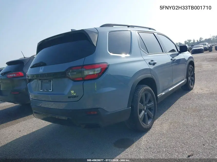 2026 Honda Pilot Sport VIN: 5FNYG2H33TB001710 Lot: 45628877