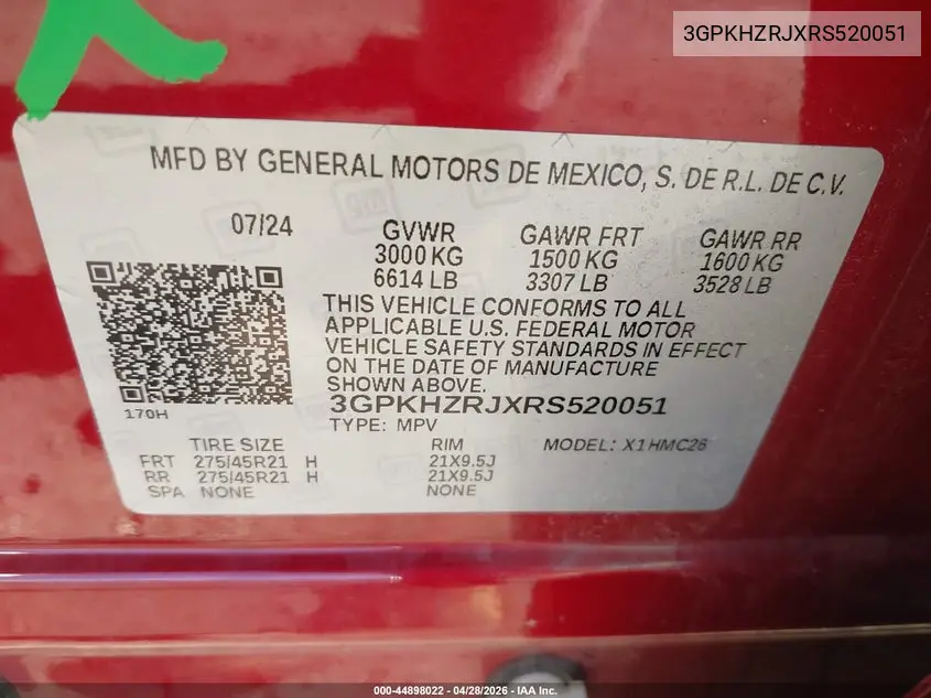 2024 Honda Prologue Elite VIN: 3GPKHZRJXRS520051 Lot: 44898022