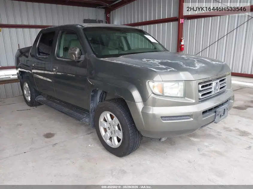 2006 Honda Ridgeline Rts VIN: 2HJYK16446H533546 Lot: 45258219