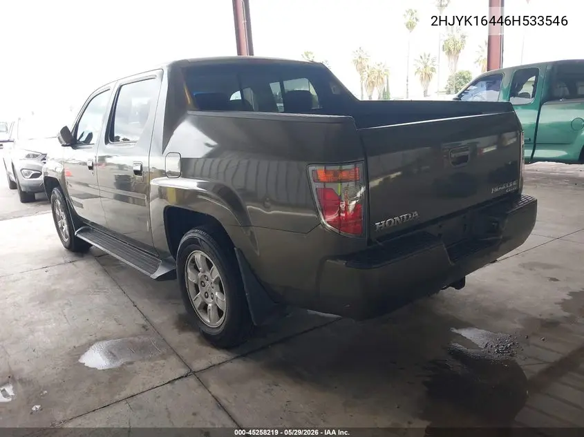 2006 Honda Ridgeline Rts VIN: 2HJYK16446H533546 Lot: 45258219