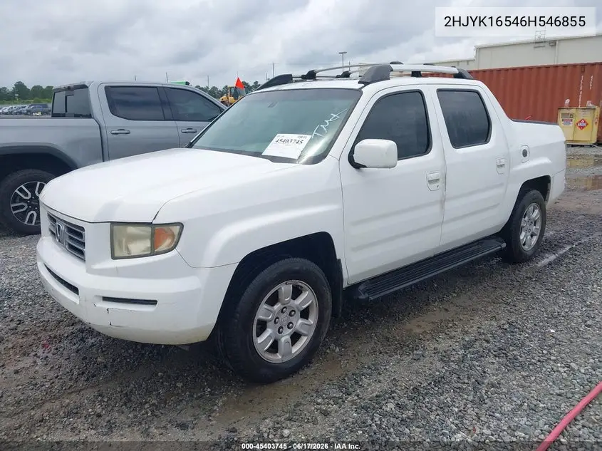 2006 Honda Ridgeline Rtl VIN: 2HJYK16546H546855 Lot: 45403745