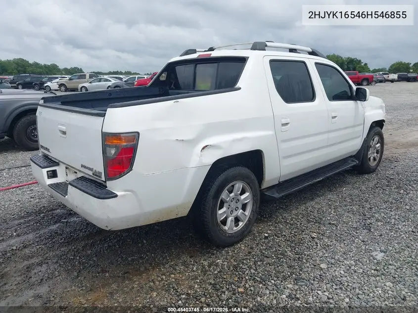 2006 Honda Ridgeline Rtl VIN: 2HJYK16546H546855 Lot: 45403745