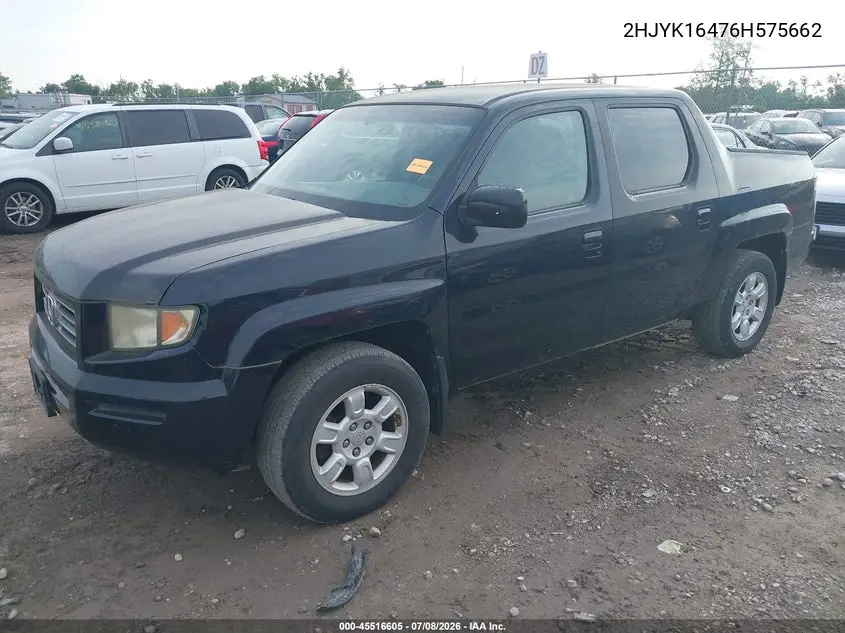2006 Honda Ridgeline Rts VIN: 2HJYK16476H575662 Lot: 45516605
