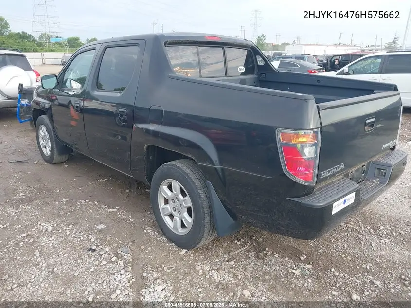 2006 Honda Ridgeline Rts VIN: 2HJYK16476H575662 Lot: 45516605