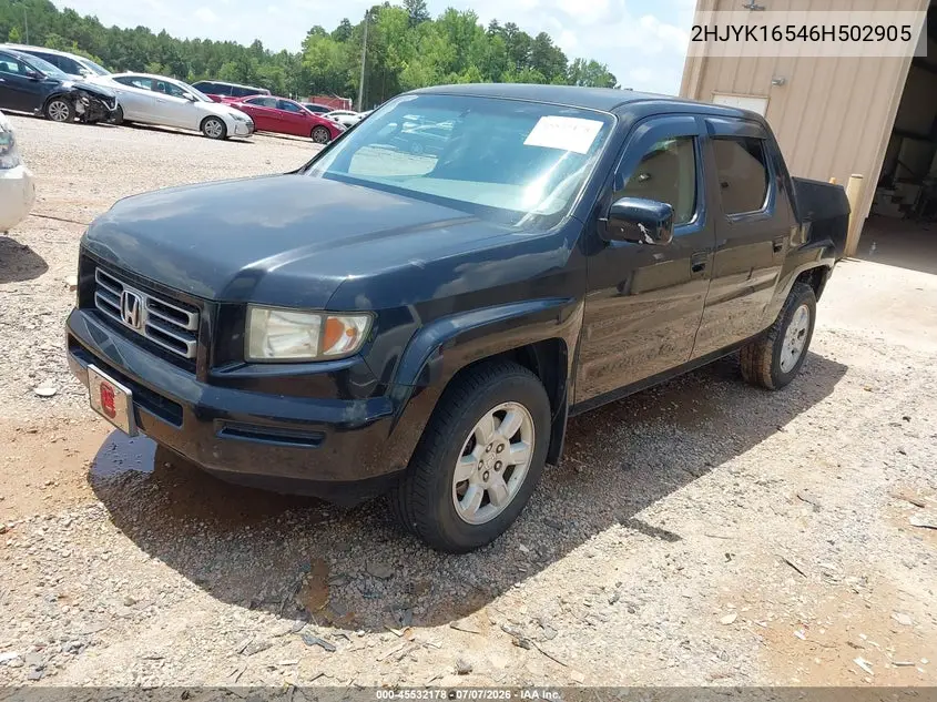2006 Honda Ridgeline Rtl VIN: 2HJYK16546H502905 Lot: 45532178
