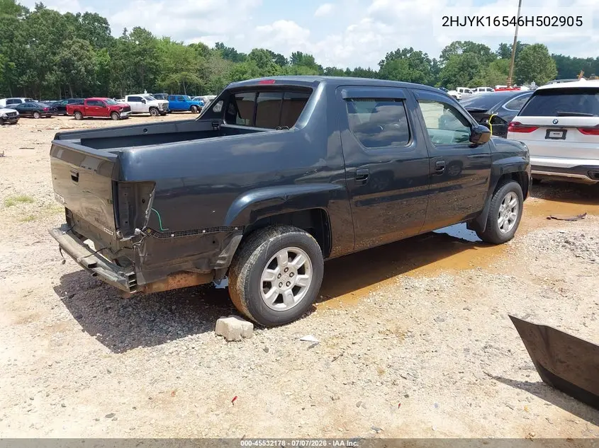 2006 Honda Ridgeline Rtl VIN: 2HJYK16546H502905 Lot: 45532178