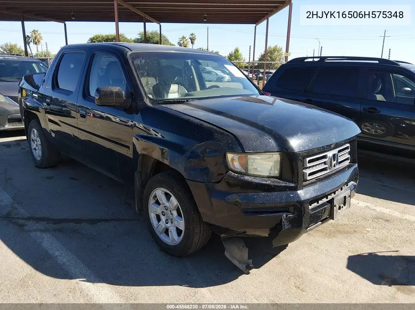 2006 Honda Ridgeline Rtl VIN: 2HJYK16506H575348 Lot: 45566230