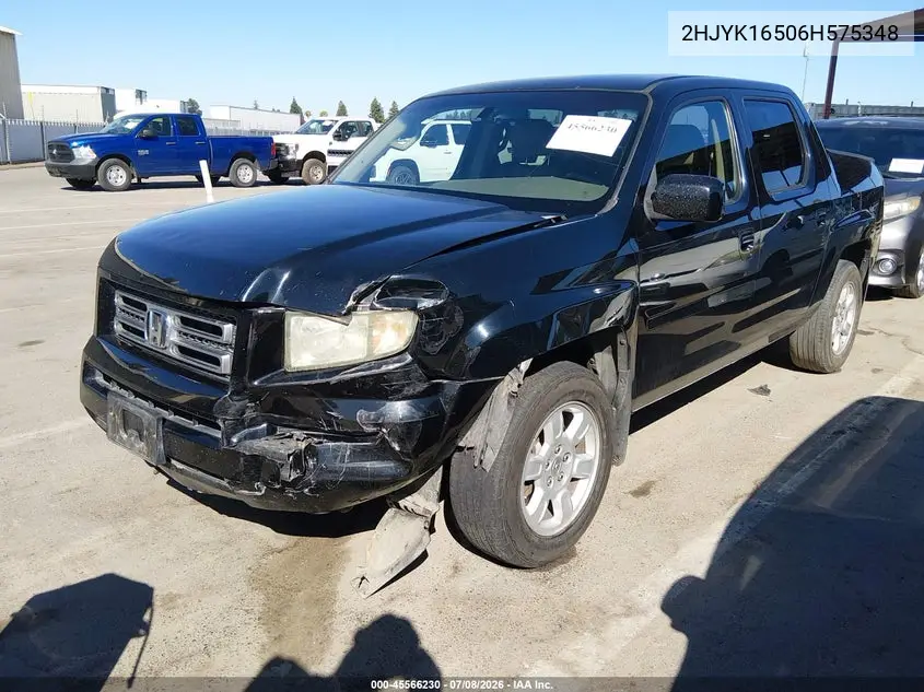 2006 Honda Ridgeline Rtl VIN: 2HJYK16506H575348 Lot: 45566230