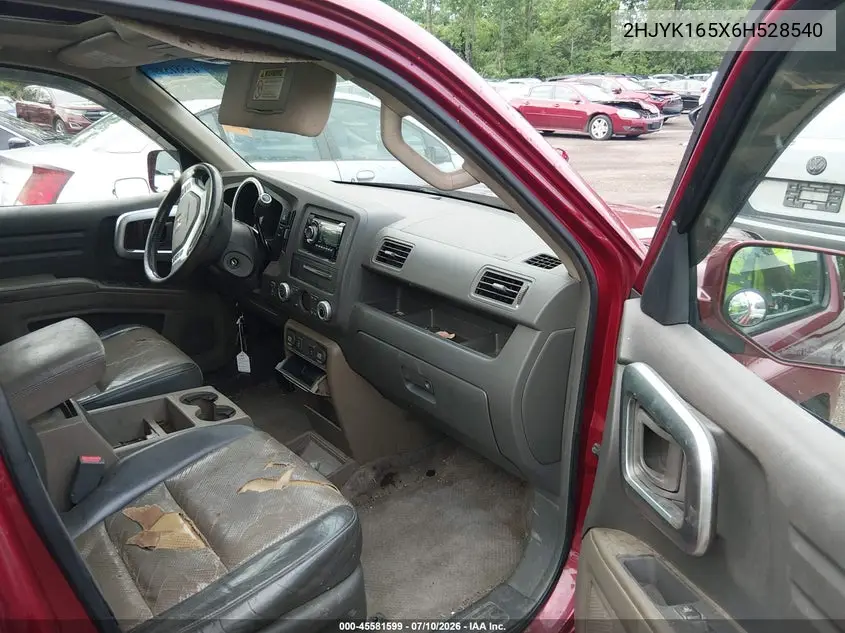 2006 Honda Ridgeline Rtl VIN: 2HJYK165X6H528540 Lot: 45581599