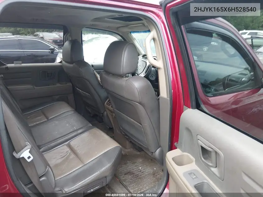 2006 Honda Ridgeline Rtl VIN: 2HJYK165X6H528540 Lot: 45581599