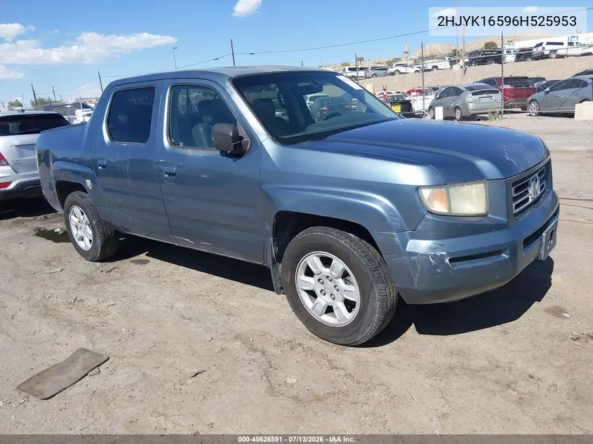 2006 Honda Ridgeline Rtl VIN: 2HJYK16596H525953 Lot: 45626591