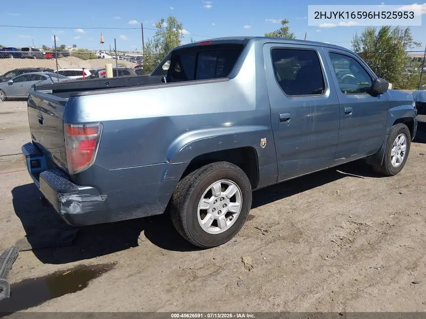 2006 Honda Ridgeline Rtl VIN: 2HJYK16596H525953 Lot: 45626591