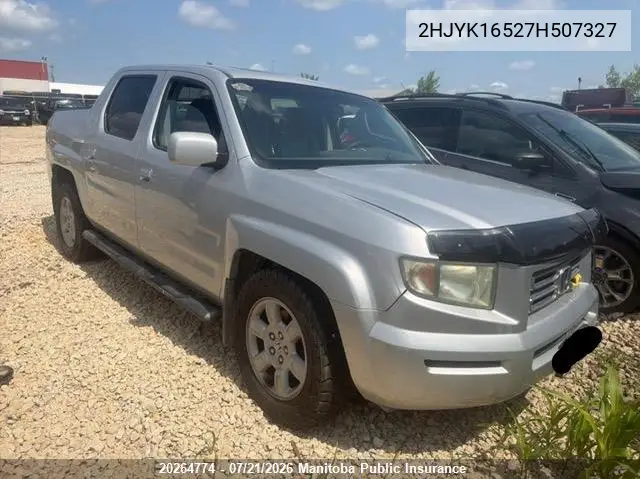 2007 Honda Ridgeline Ex-L VIN: 2HJYK16527H507327 Lot: 20264774