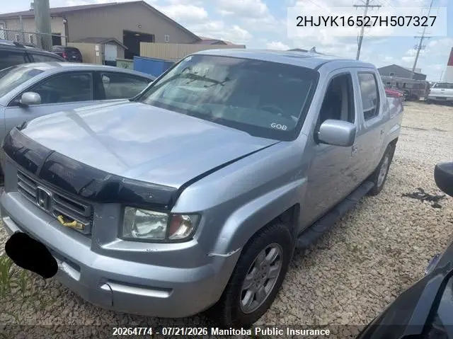 2007 Honda Ridgeline Ex-L VIN: 2HJYK16527H507327 Lot: 20264774