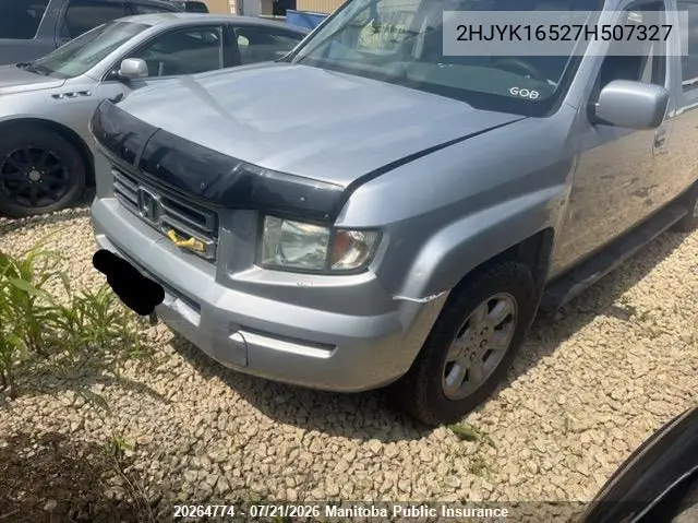 2007 Honda Ridgeline Ex-L VIN: 2HJYK16527H507327 Lot: 20264774