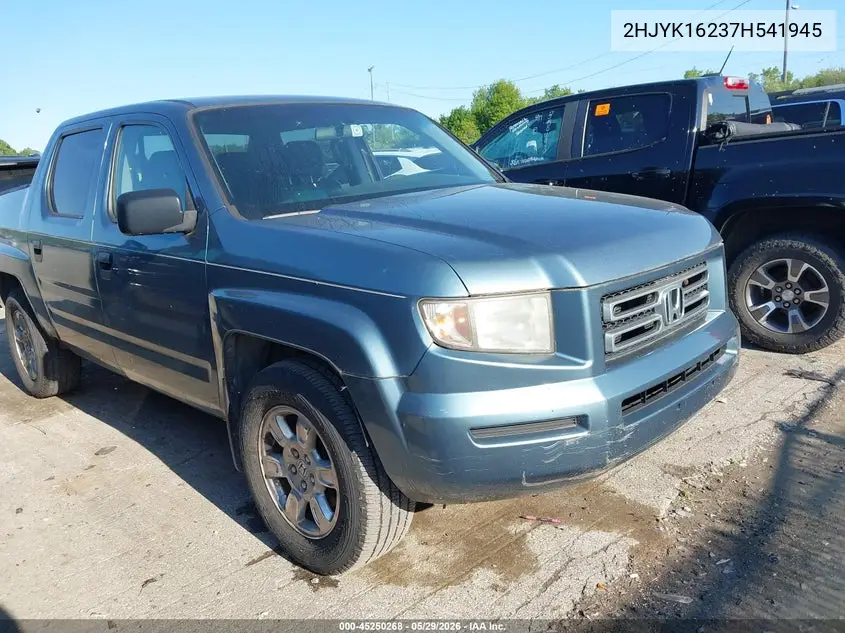 2007 Honda Ridgeline Rt VIN: 2HJYK16237H541945 Lot: 45250268