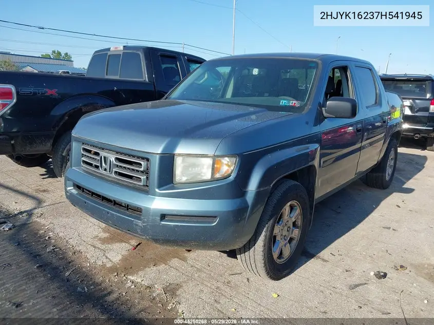 2007 Honda Ridgeline Rt VIN: 2HJYK16237H541945 Lot: 45250268