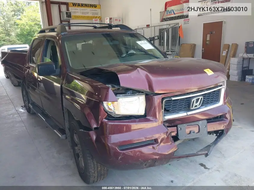 2007 Honda Ridgeline Rtx VIN: 2HJYK163X7H503010 Lot: 45513950