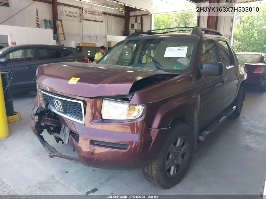2007 Honda Ridgeline Rtx VIN: 2HJYK163X7H503010 Lot: 45513950