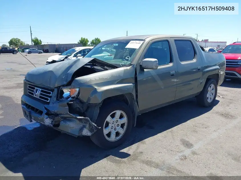 2007 Honda Ridgeline Rtl VIN: 2HJYK16517H509408 Lot: 45573648