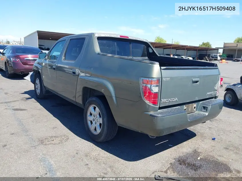2007 Honda Ridgeline Rtl VIN: 2HJYK16517H509408 Lot: 45573648