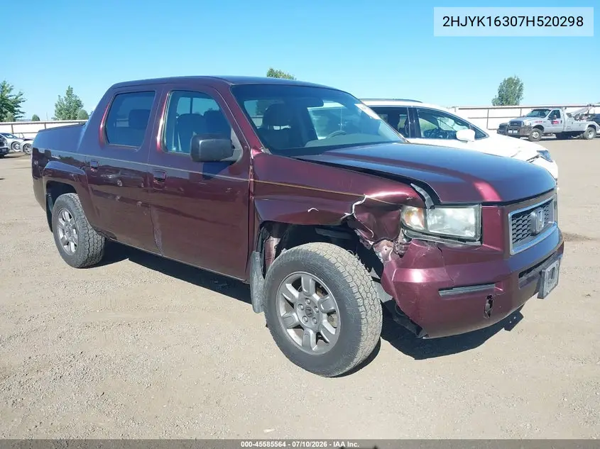 2007 Honda Ridgeline Rtx VIN: 2HJYK16307H520298 Lot: 45585564