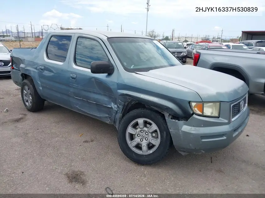 2007 Honda Ridgeline Rtx VIN: 2HJYK16337H530839 Lot: 45595359