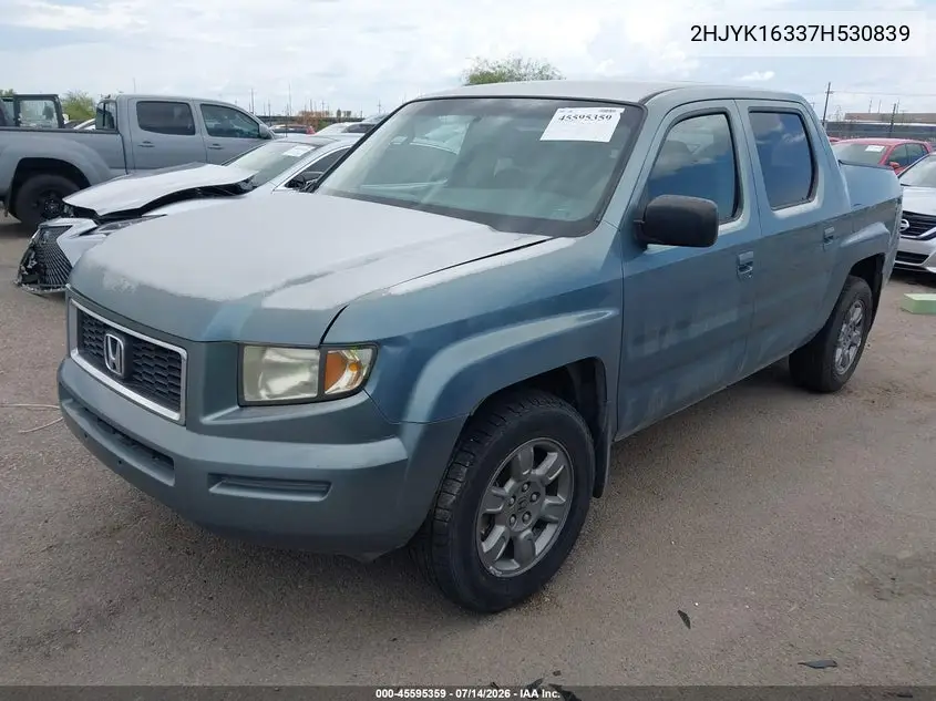 2007 Honda Ridgeline Rtx VIN: 2HJYK16337H530839 Lot: 45595359