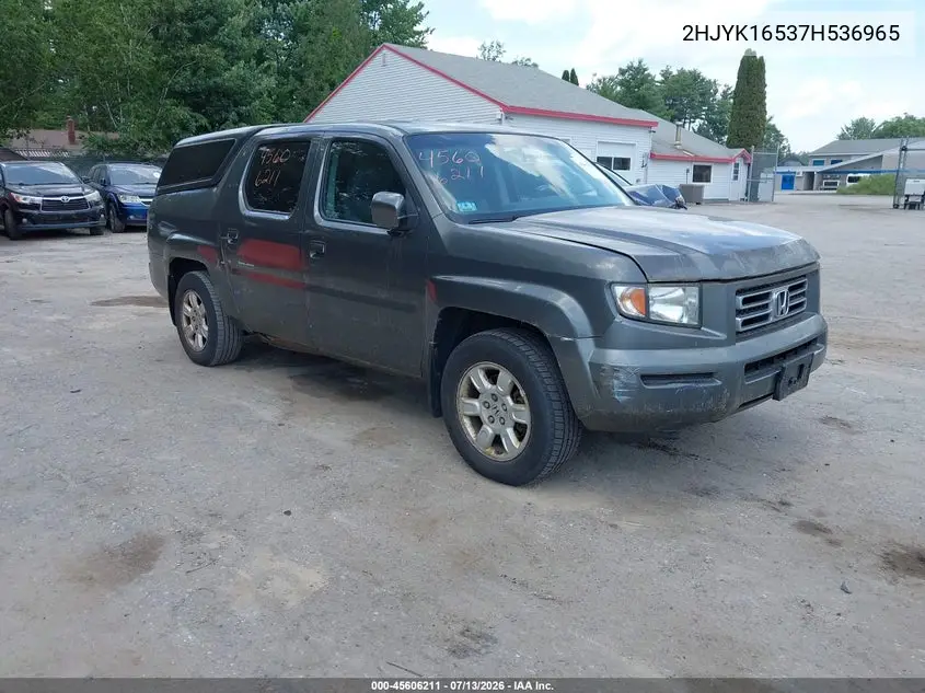 2007 Honda Ridgeline Rtl VIN: 2HJYK16537H536965 Lot: 45606211