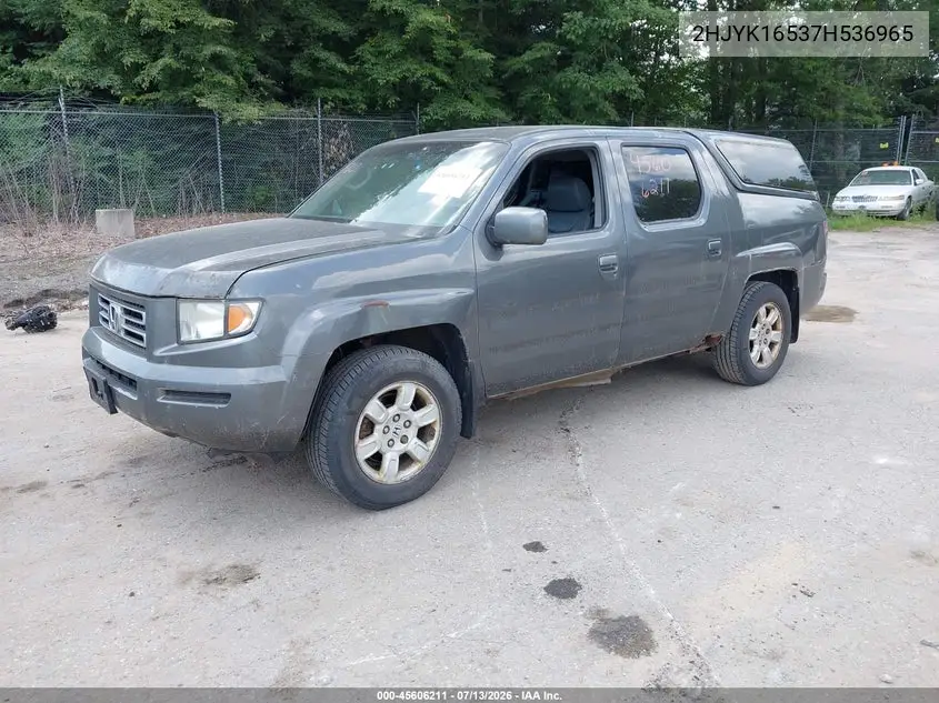 2007 Honda Ridgeline Rtl VIN: 2HJYK16537H536965 Lot: 45606211