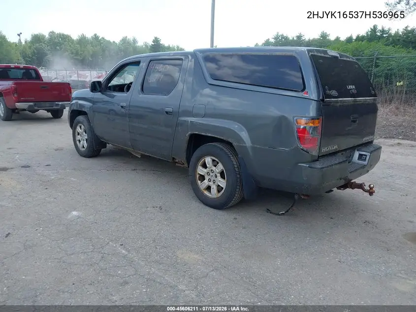 2007 Honda Ridgeline Rtl VIN: 2HJYK16537H536965 Lot: 45606211