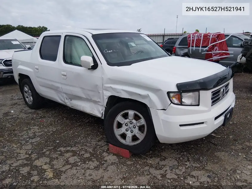 2007 Honda Ridgeline Rtl VIN: 2HJYK16527H521941 Lot: 45613213