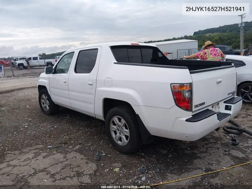 2007 Honda Ridgeline Rtl VIN: 2HJYK16527H521941 Lot: 45613213