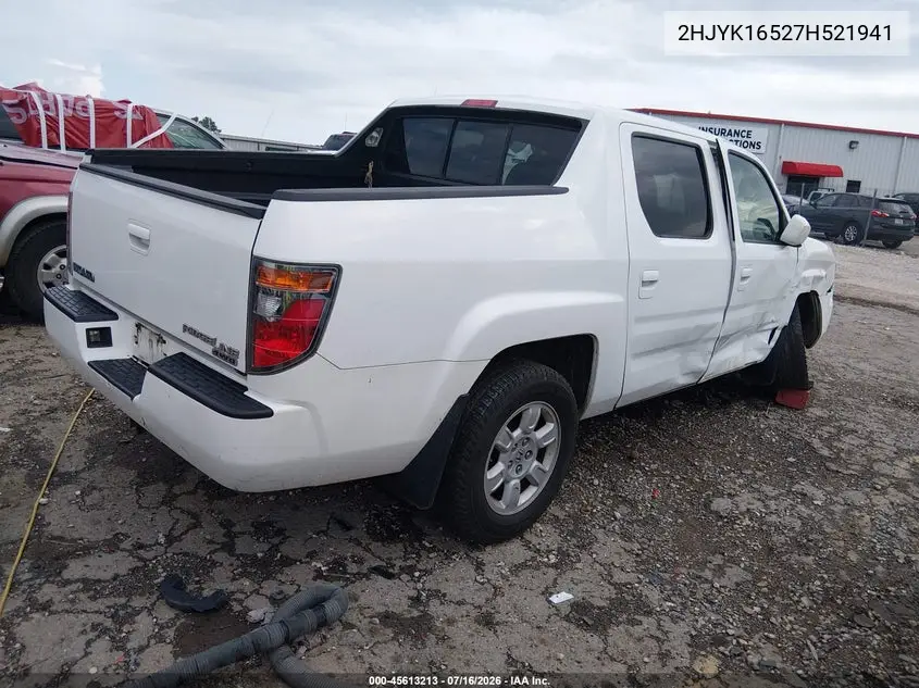 2007 Honda Ridgeline Rtl VIN: 2HJYK16527H521941 Lot: 45613213