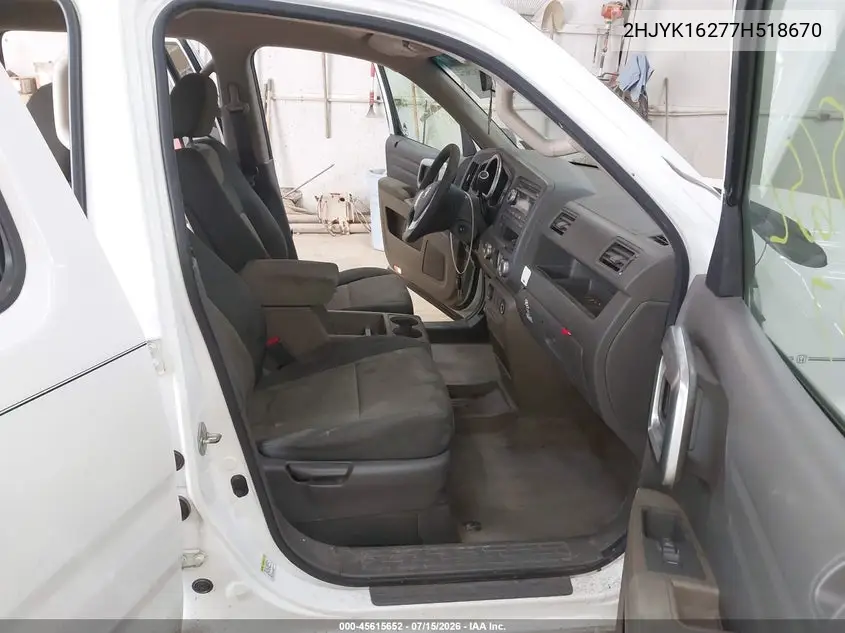 2007 Honda Ridgeline Rt VIN: 2HJYK16277H518670 Lot: 45615652