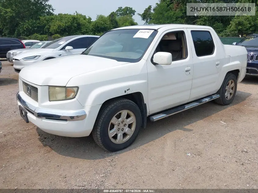 2007 Honda Ridgeline Rtl VIN: 2HJYK16587H506618 Lot: 45645787