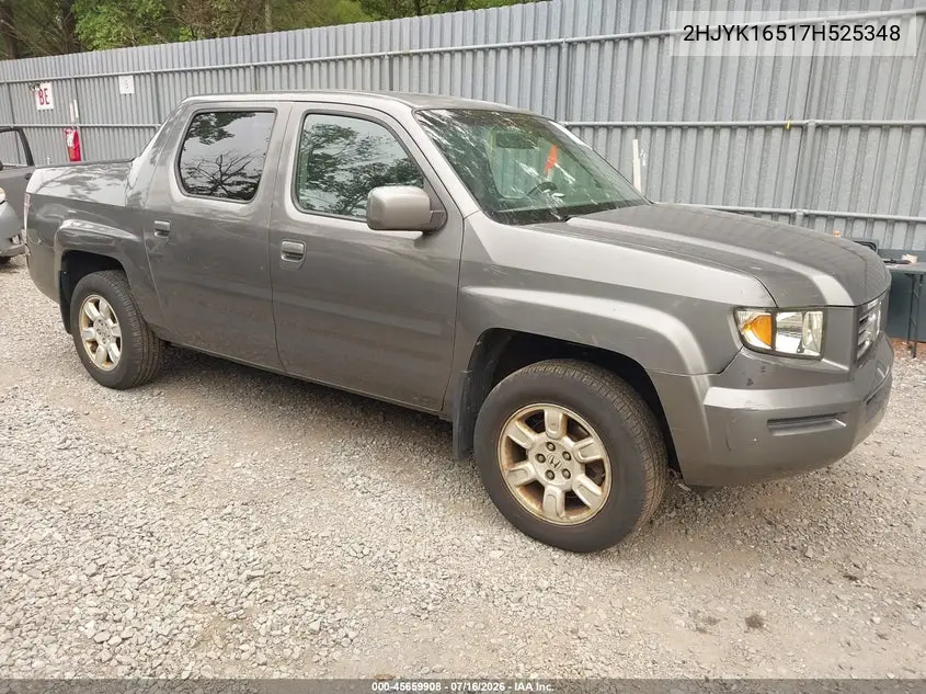 2007 Honda Ridgeline Rtl VIN: 2HJYK16517H525348 Lot: 45659908