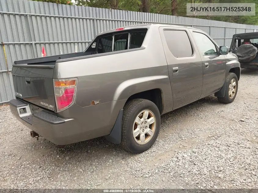 2007 Honda Ridgeline Rtl VIN: 2HJYK16517H525348 Lot: 45659908