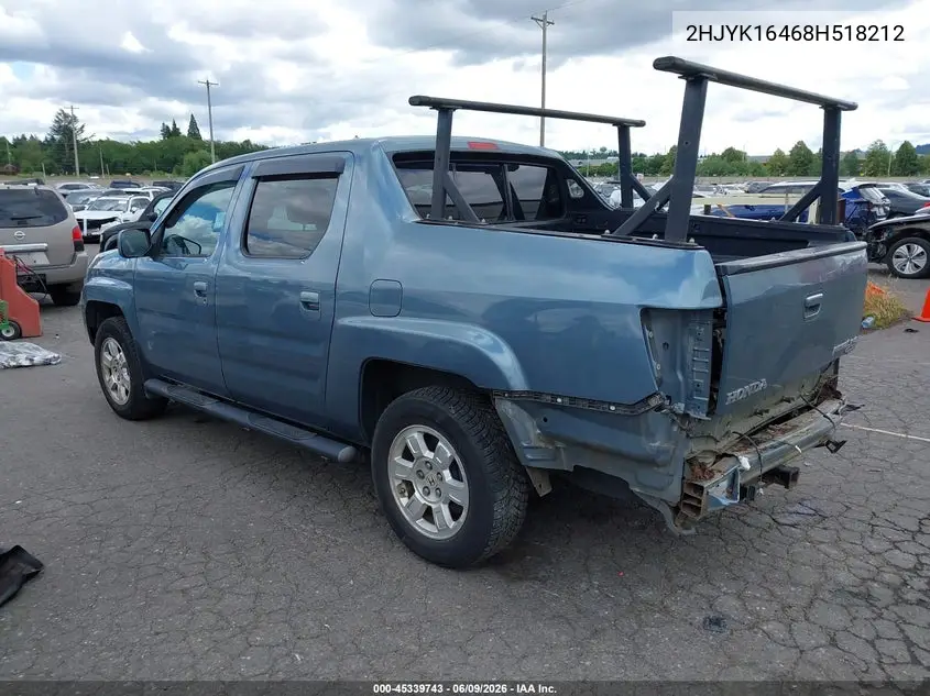 2008 Honda Ridgeline Rts VIN: 2HJYK16468H518212 Lot: 45339743