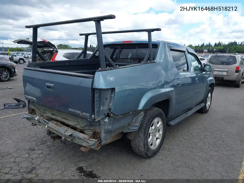 2008 Honda Ridgeline Rts VIN: 2HJYK16468H518212 Lot: 45339743